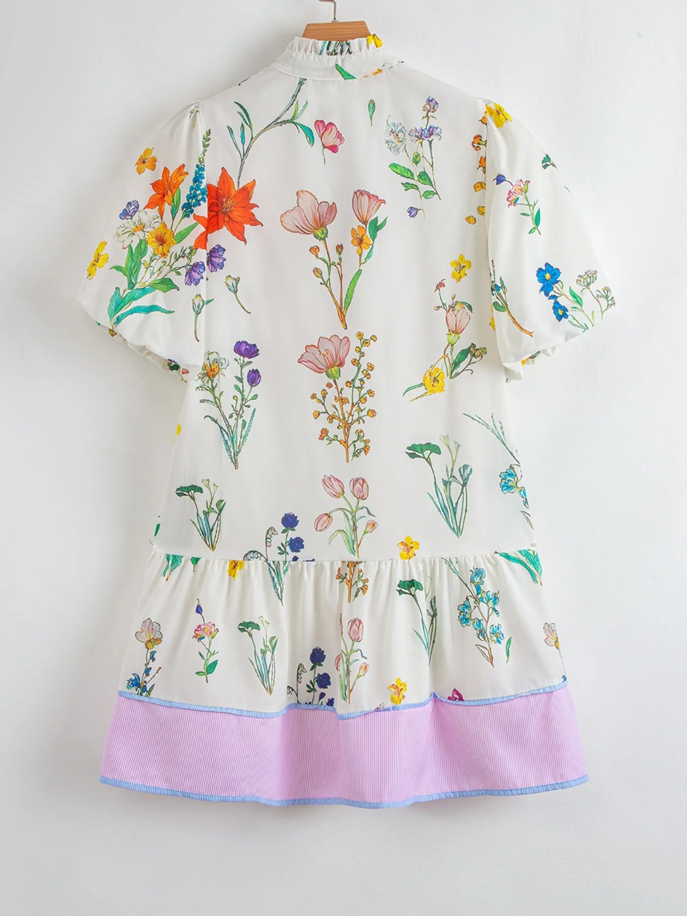 Floral Print Notched Short Sleeve Dress - adritiX