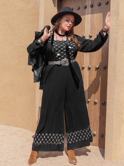 Elegant Plus Size Square Neck Jumpsuit - adritiX