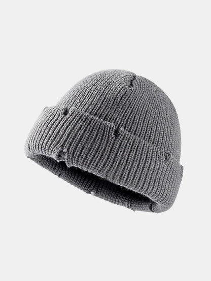 Distressed Cuffed Knit Hat - adritiX