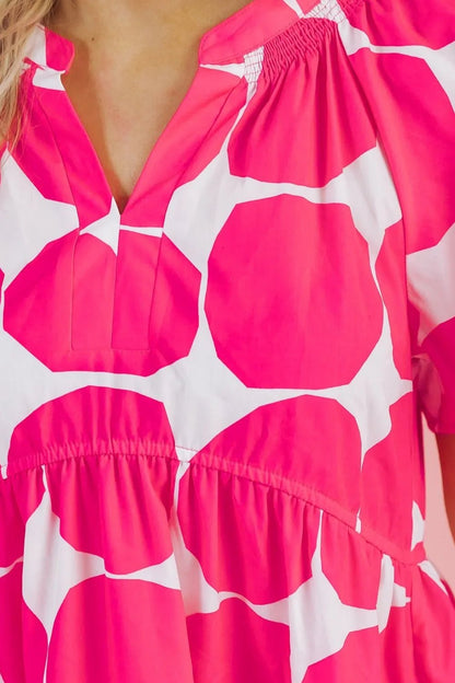 Contrast Notched Flutter Sleeve Dress - adritiX
