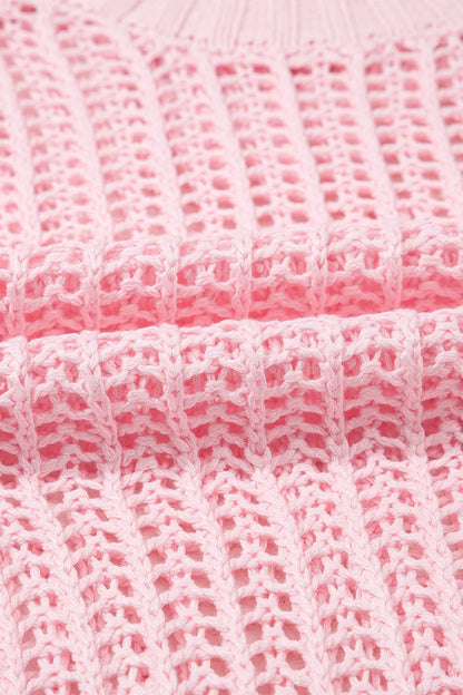 Hollow-out Crochet Side Tied Short Sleeve Knit Cover Up - adritiX