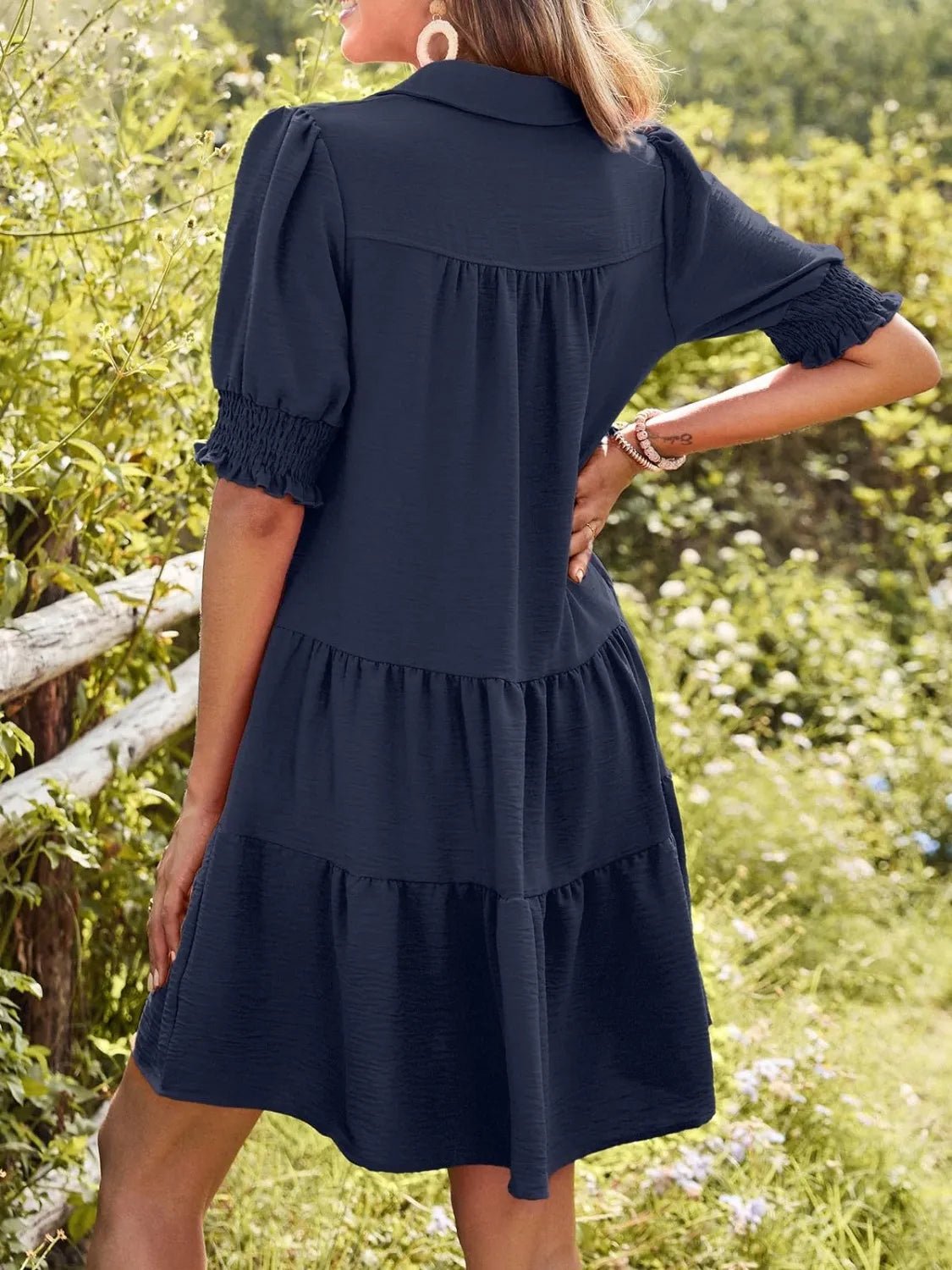 Johnny Collar Short Sleeve Mini Dress - adritiX