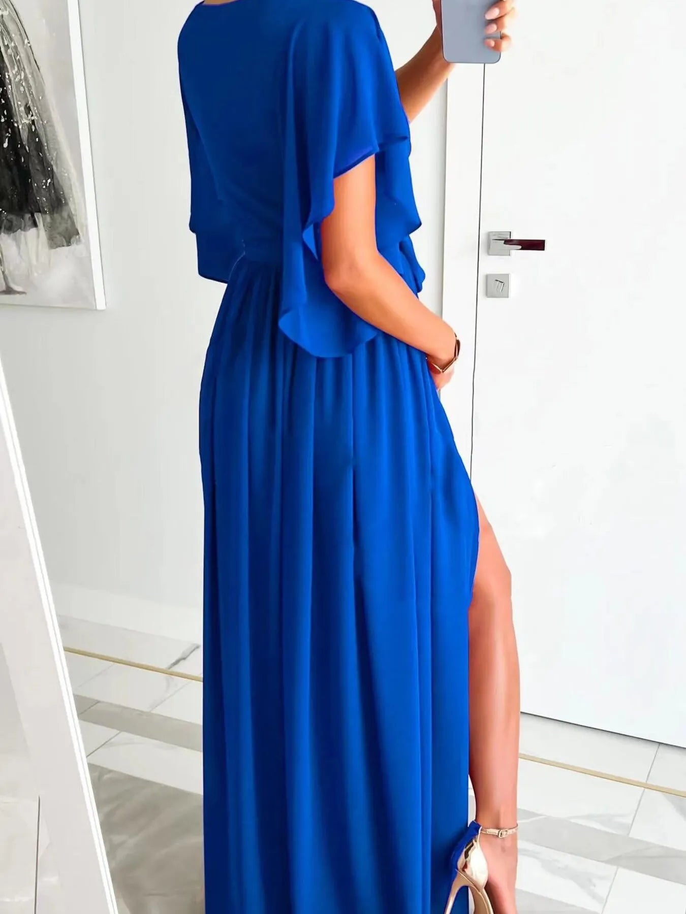 Flutter Sleeve Surplice Tie Waist Dress - adritiX