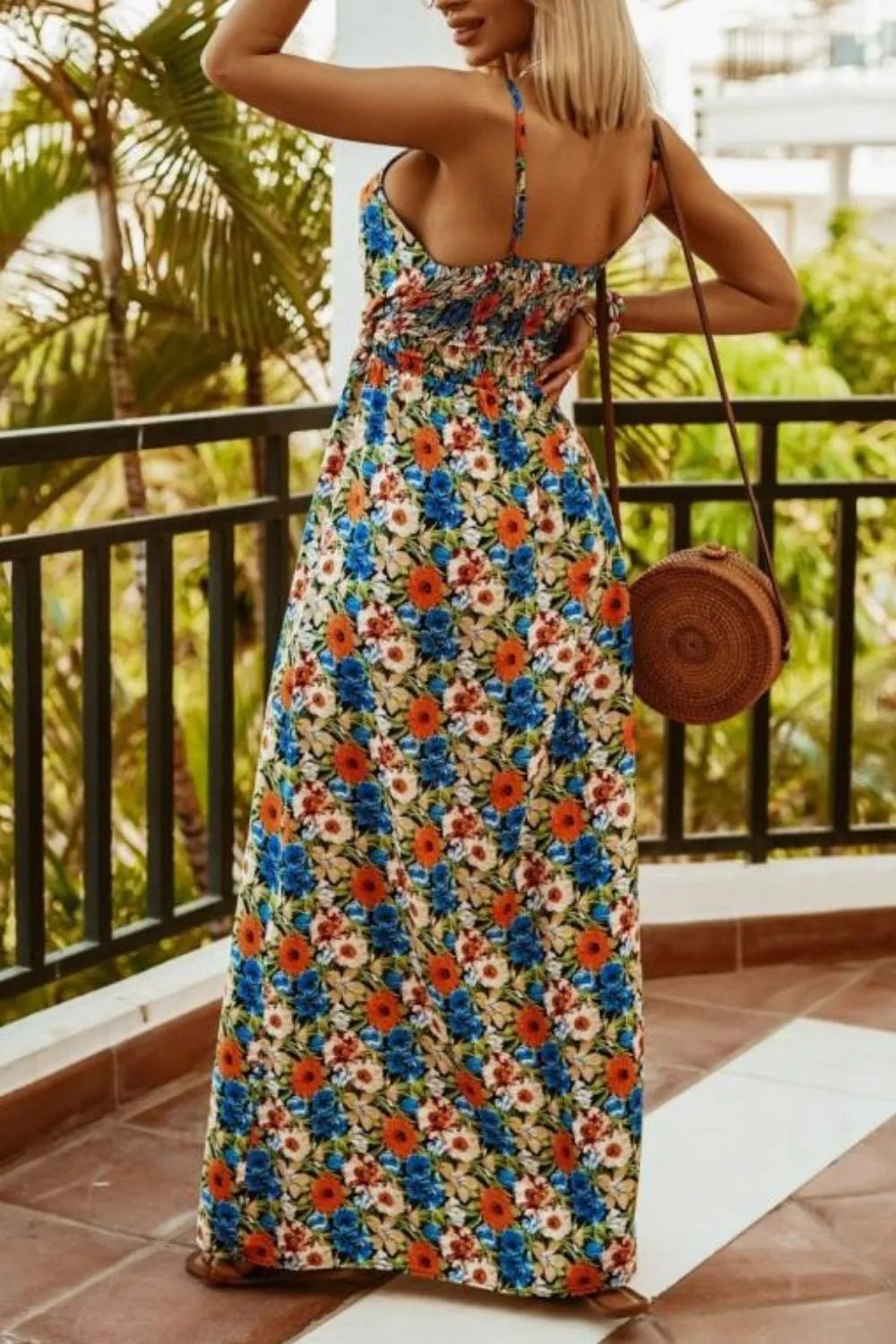 Printed Spaghetti Strap Maxi Dress - adritiX