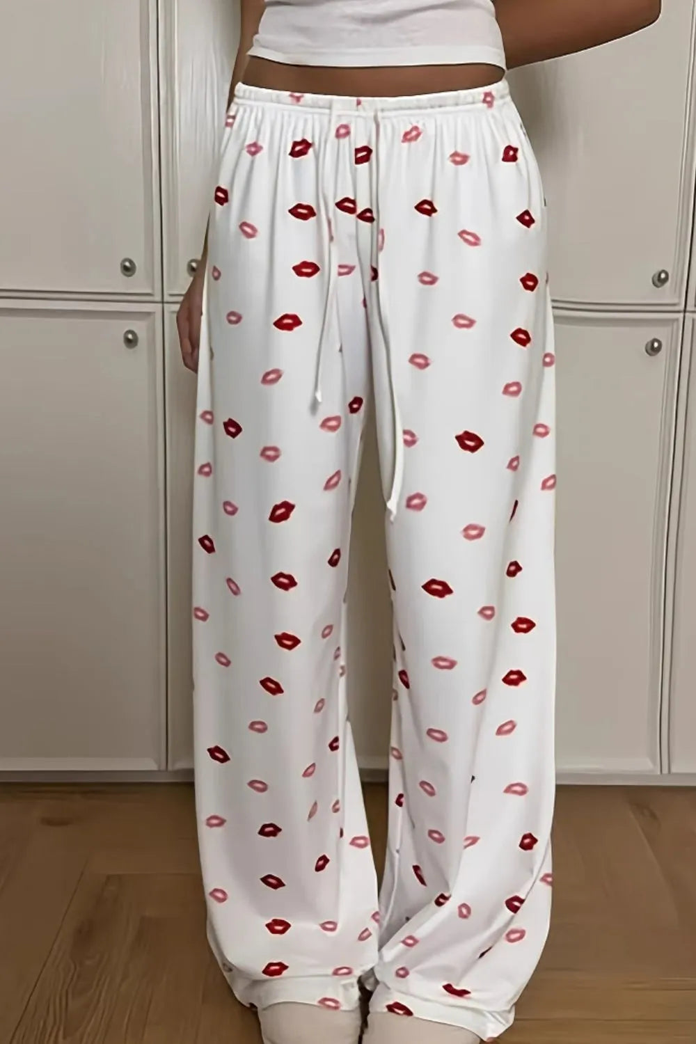 Lips Print Wide Leg Pants - adritiX