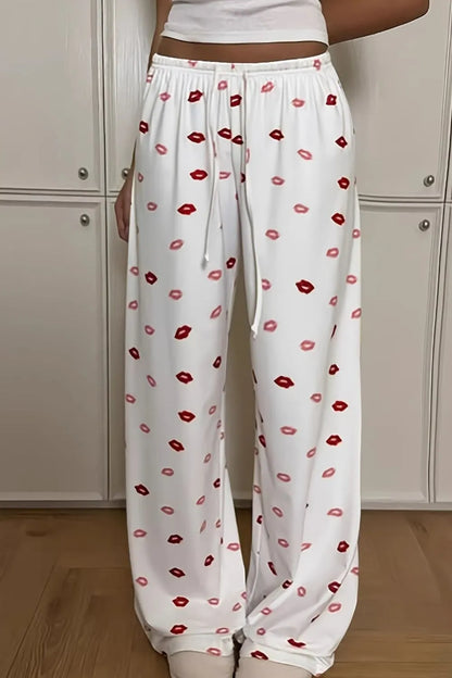 Lips Print Wide Leg Pants - adritiX