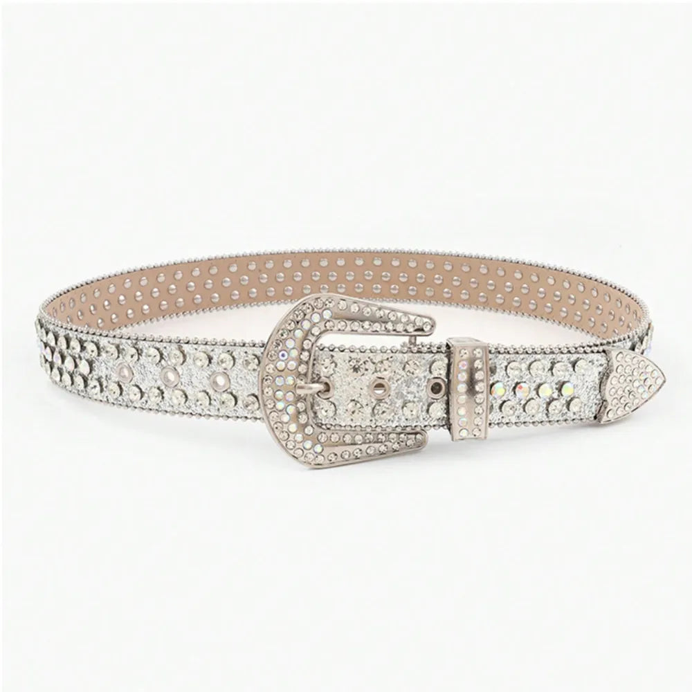 PU Leather Rhinestone Belt - adritiX