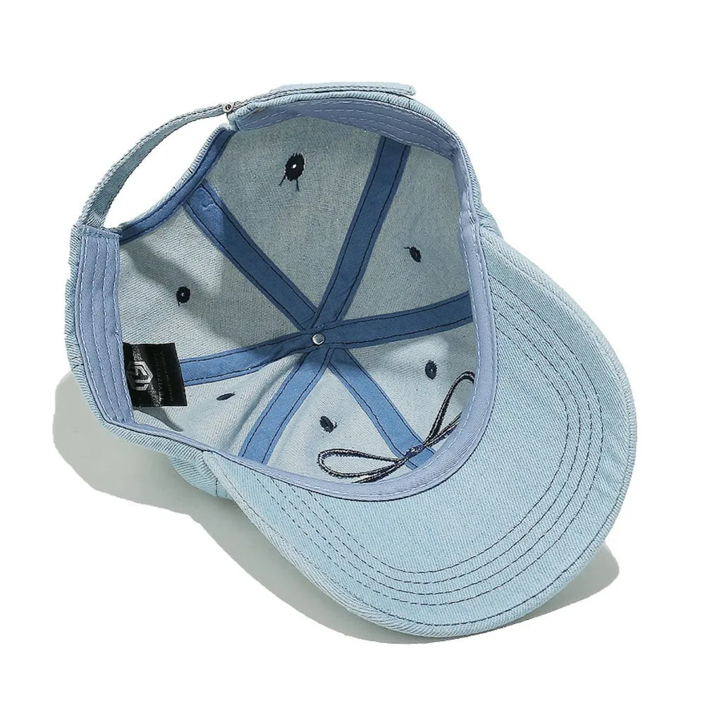 Bow Embroidered Denim Baseball Cap - adritiX