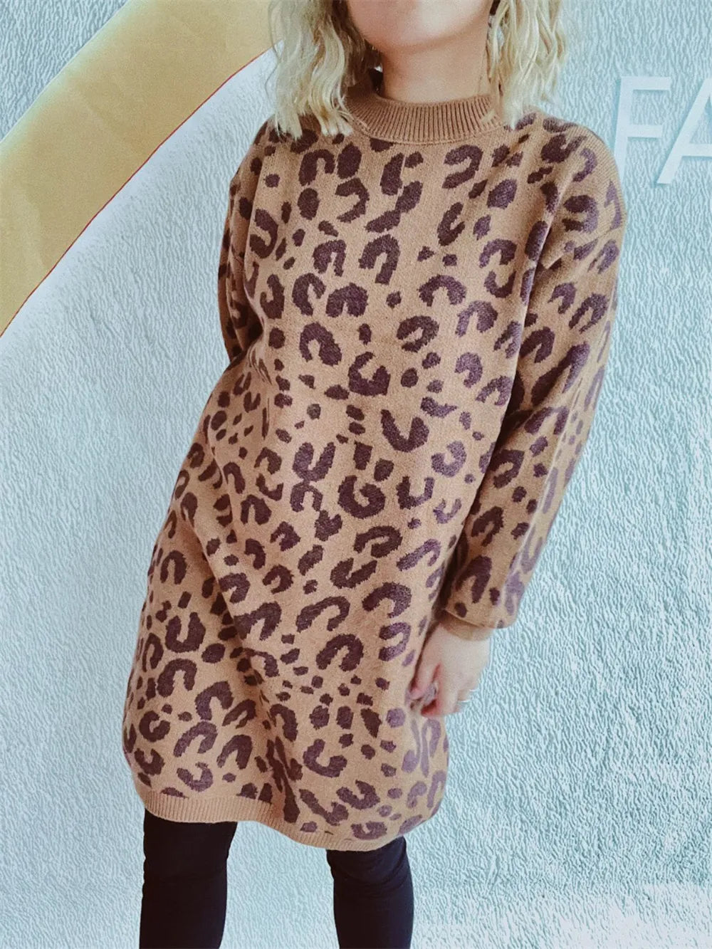Leopard Round Neck Long Sleeve Sweater - adritiX