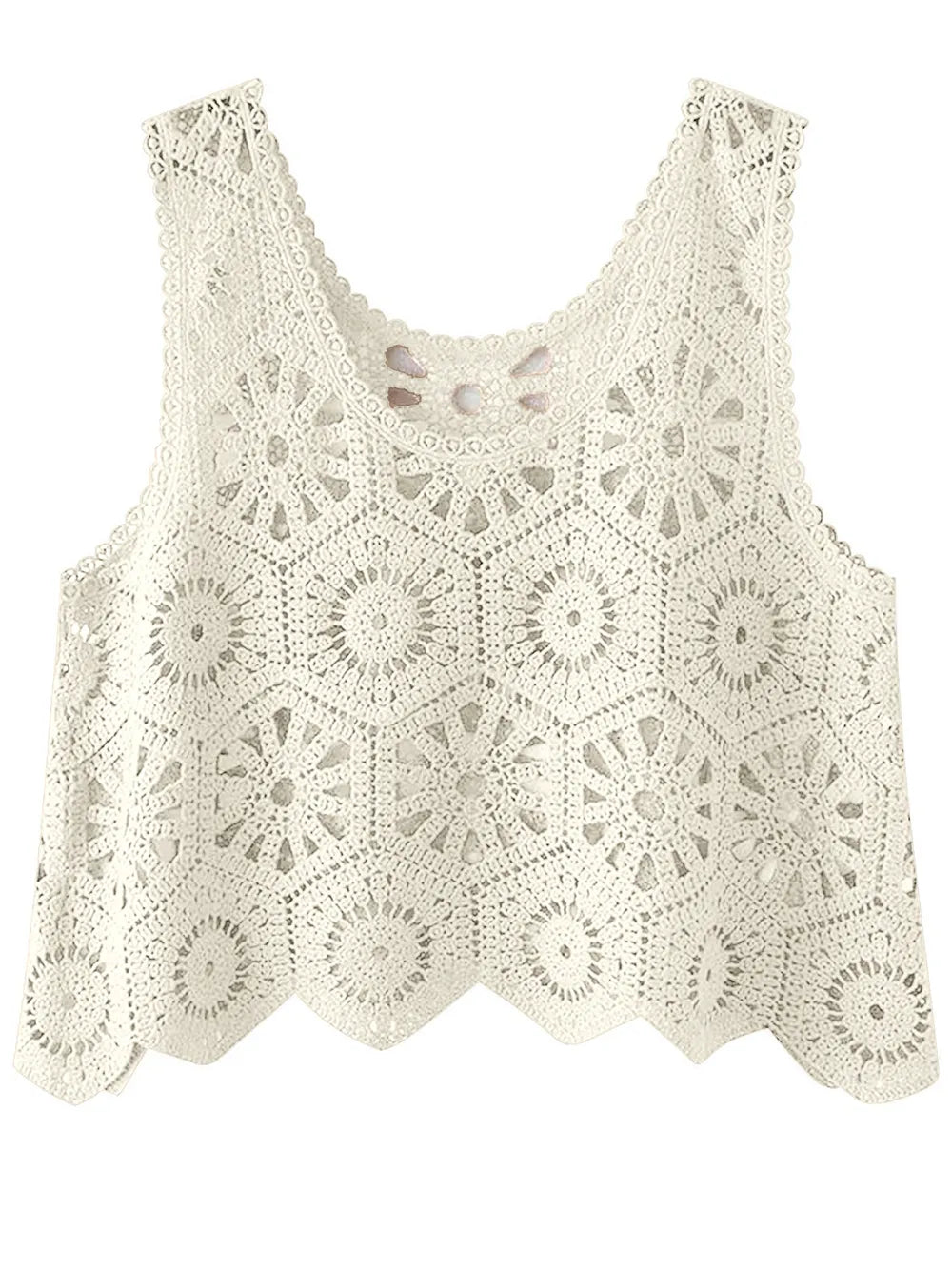 Openwork Round Neck Knit Vest - adritiX