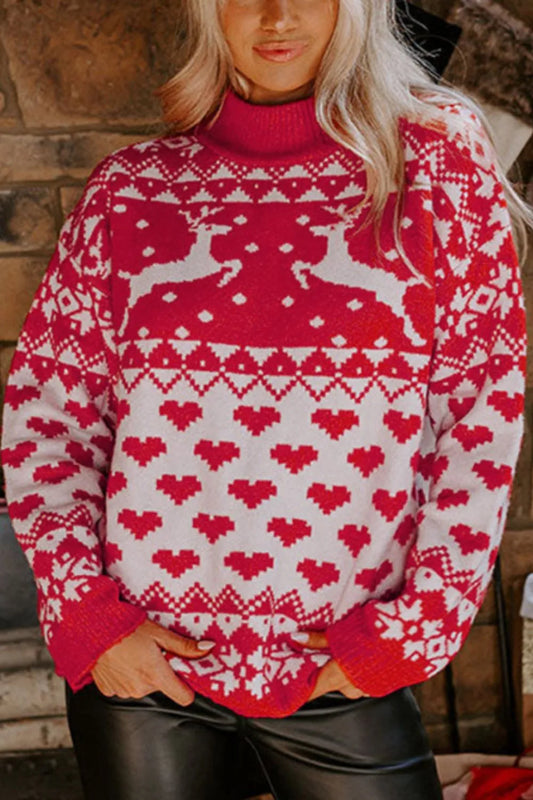 Christmas Element Turtleneck Long Sleeve Sweater - adritiX