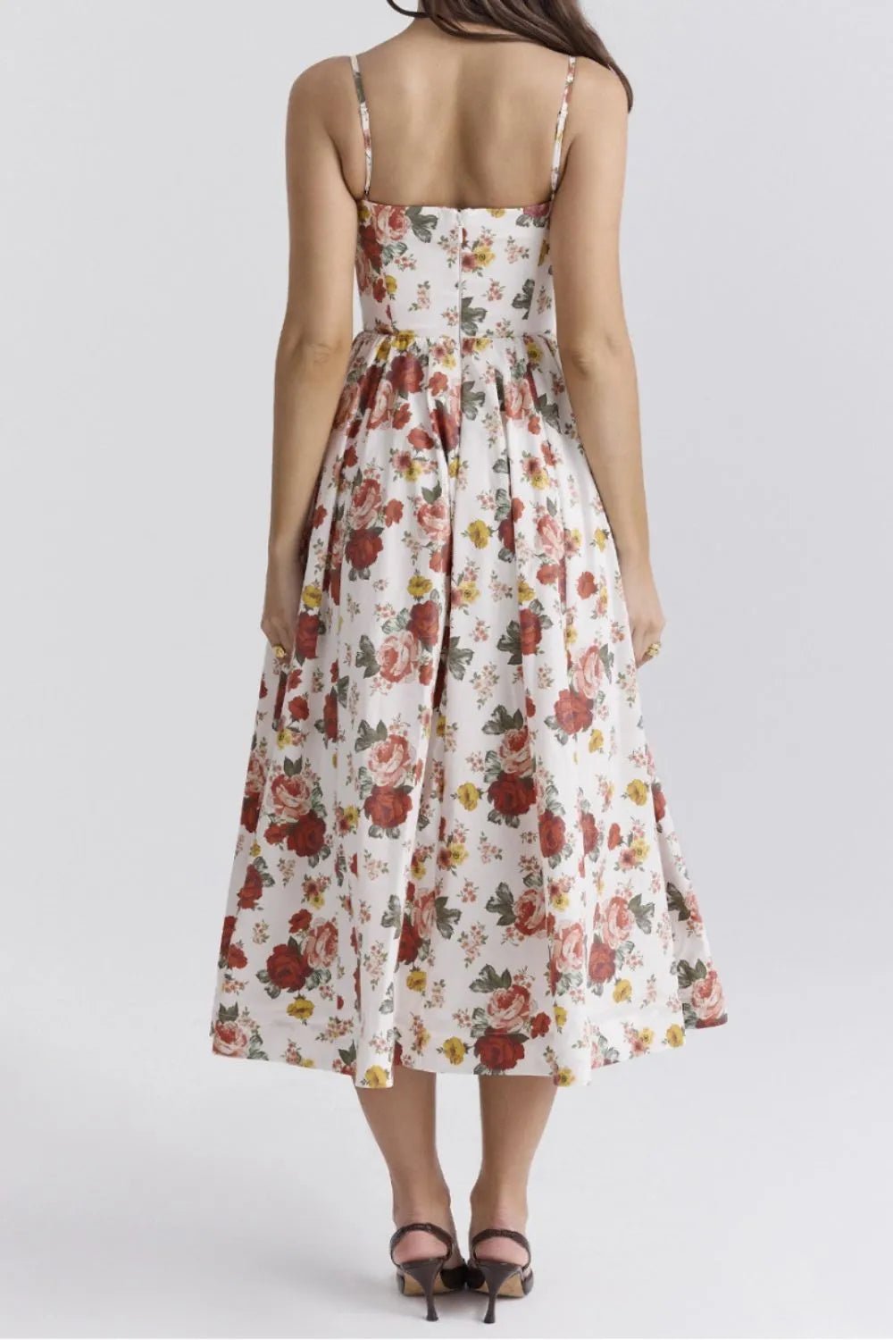 Floral Print Spaghetti Strap Midi Dress - adritiX