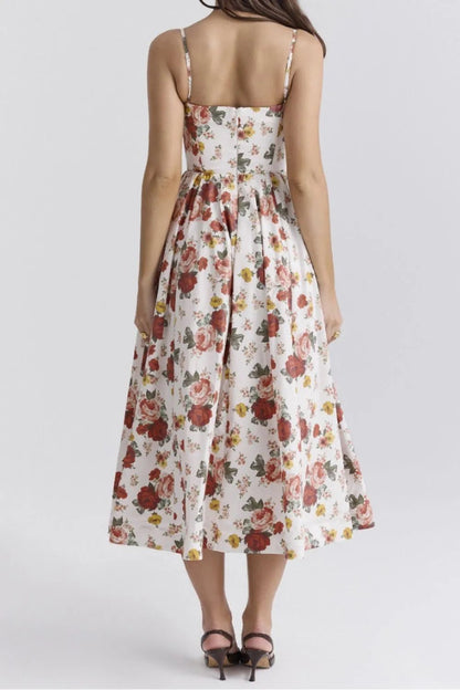 Floral Print Spaghetti Strap Midi Dress - adritiX