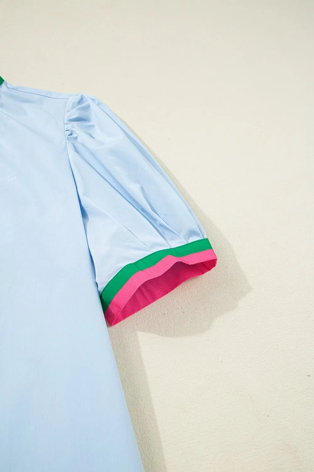 Notched Puff Sleeve Swing Dress - adritiX