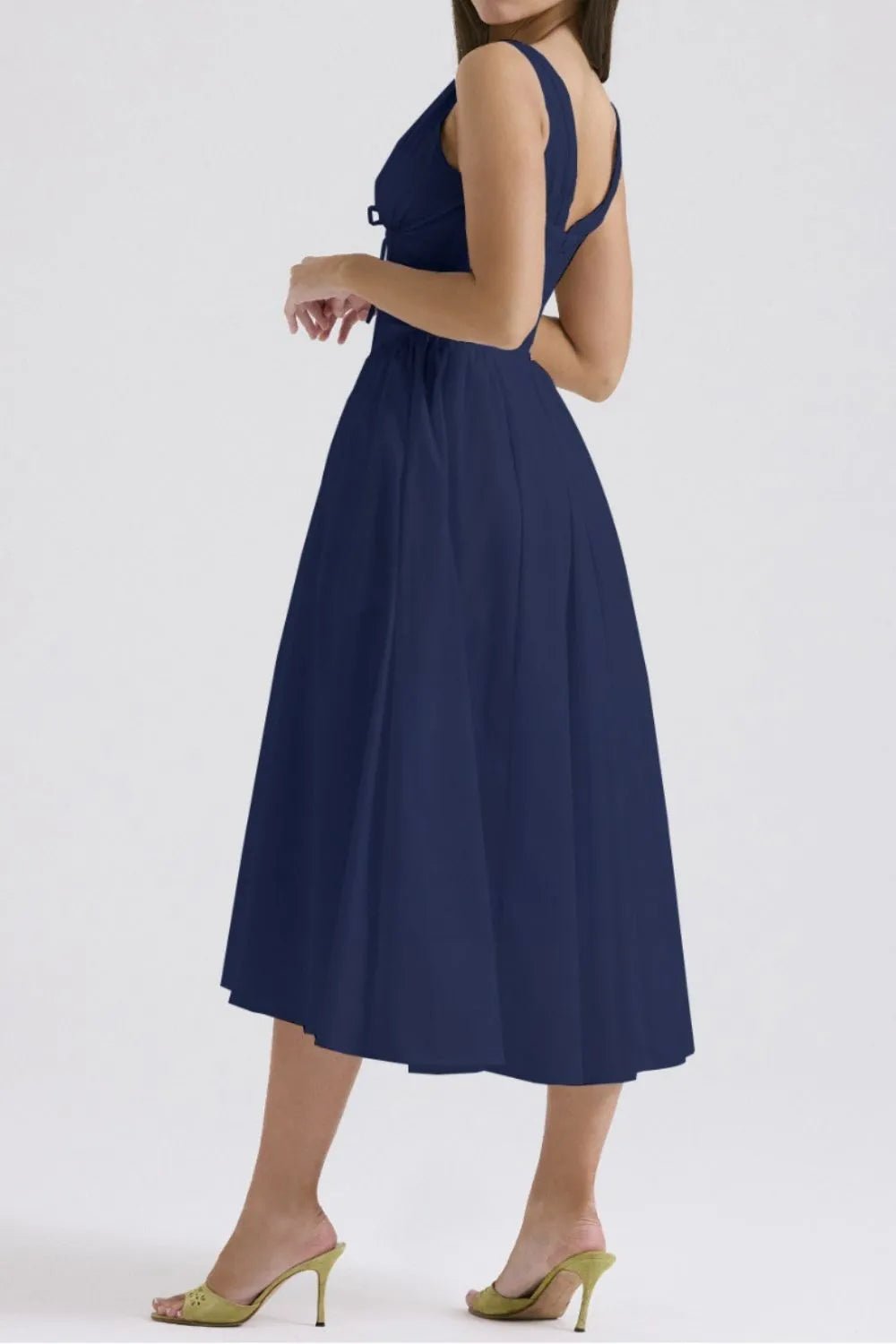 Chic & Sleek Ruched V-Neck Dress with Pockets – Effortless Style for Every Occasion - adritiX