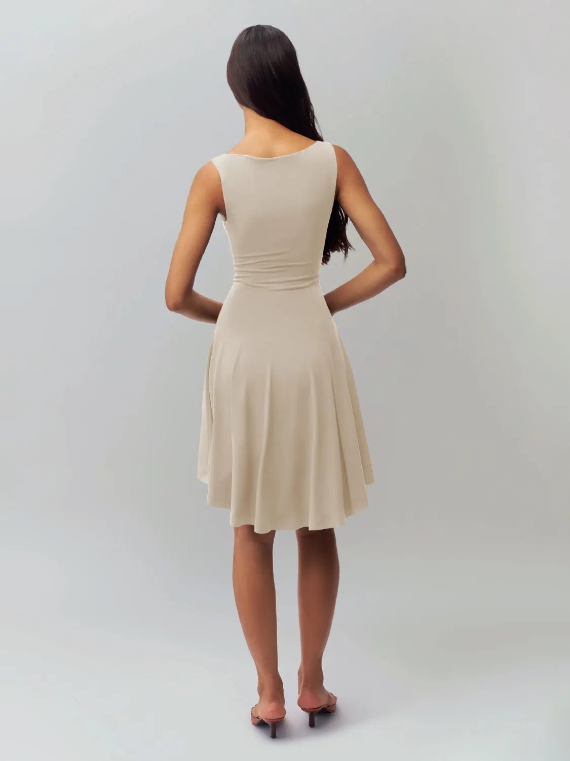 High-Low Round Neck Sleeveless Dress - adritiX