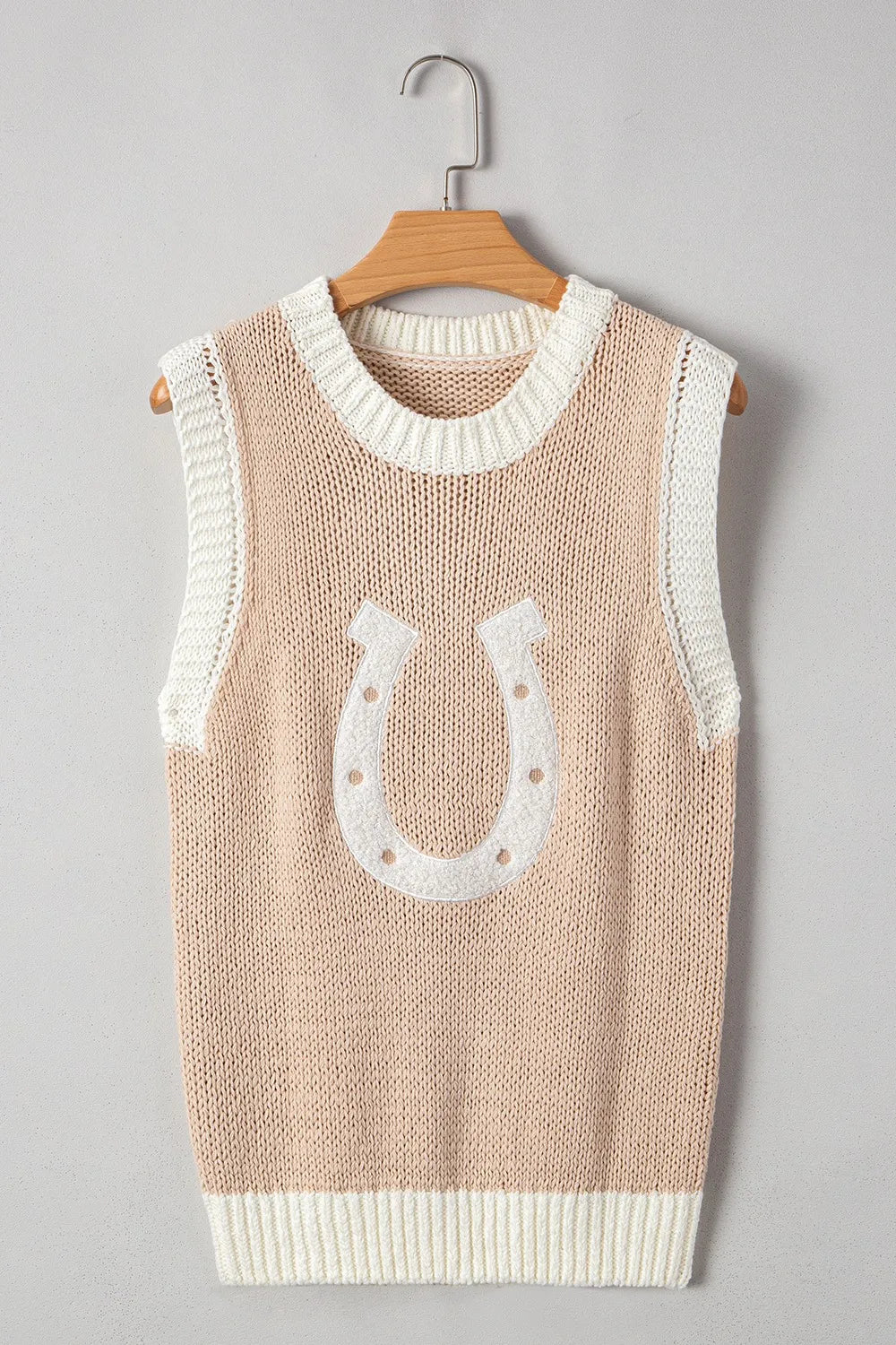 Round Neck Contrast Sweater Vest - adritiX