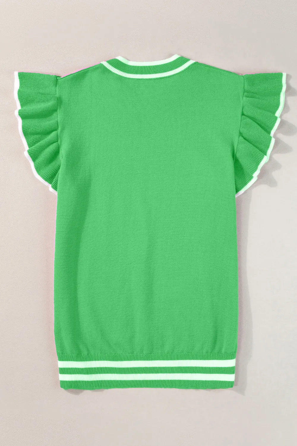 Ruffled Round Neck Cap Sleeve Knit Top - adritiX