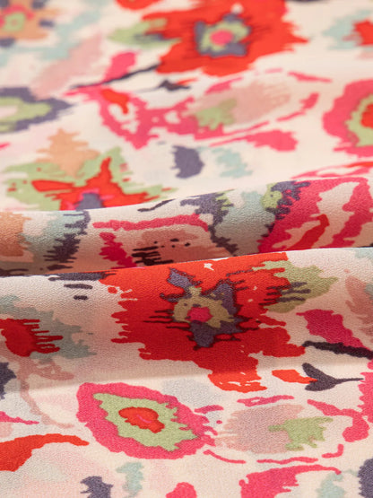 Floral Print Frilled Neck Puff Sleeve High Waist Dress - adritiX