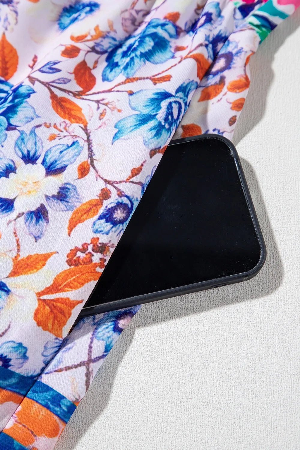 Mixed Floral Print Tie Neck Short Sleeve Dress - adritiX