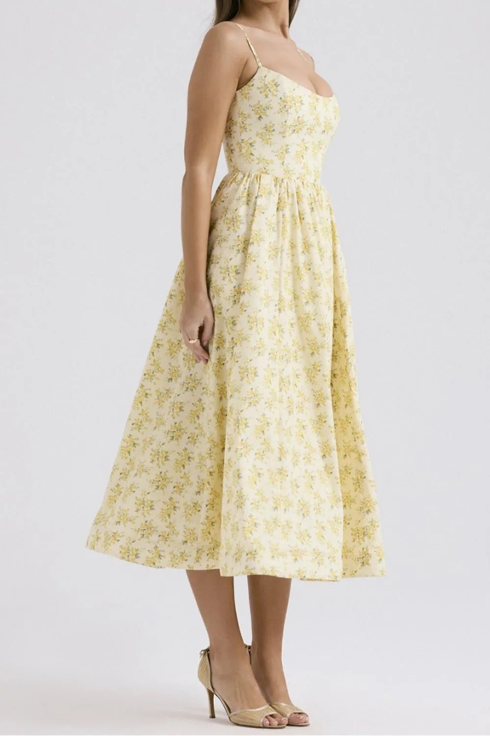 Floral Print Spaghetti Strap Midi Dress - adritiX