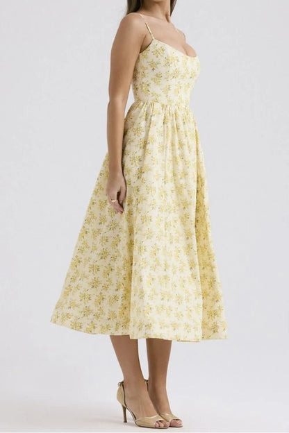 Floral Print Spaghetti Strap Midi Dress - adritiX
