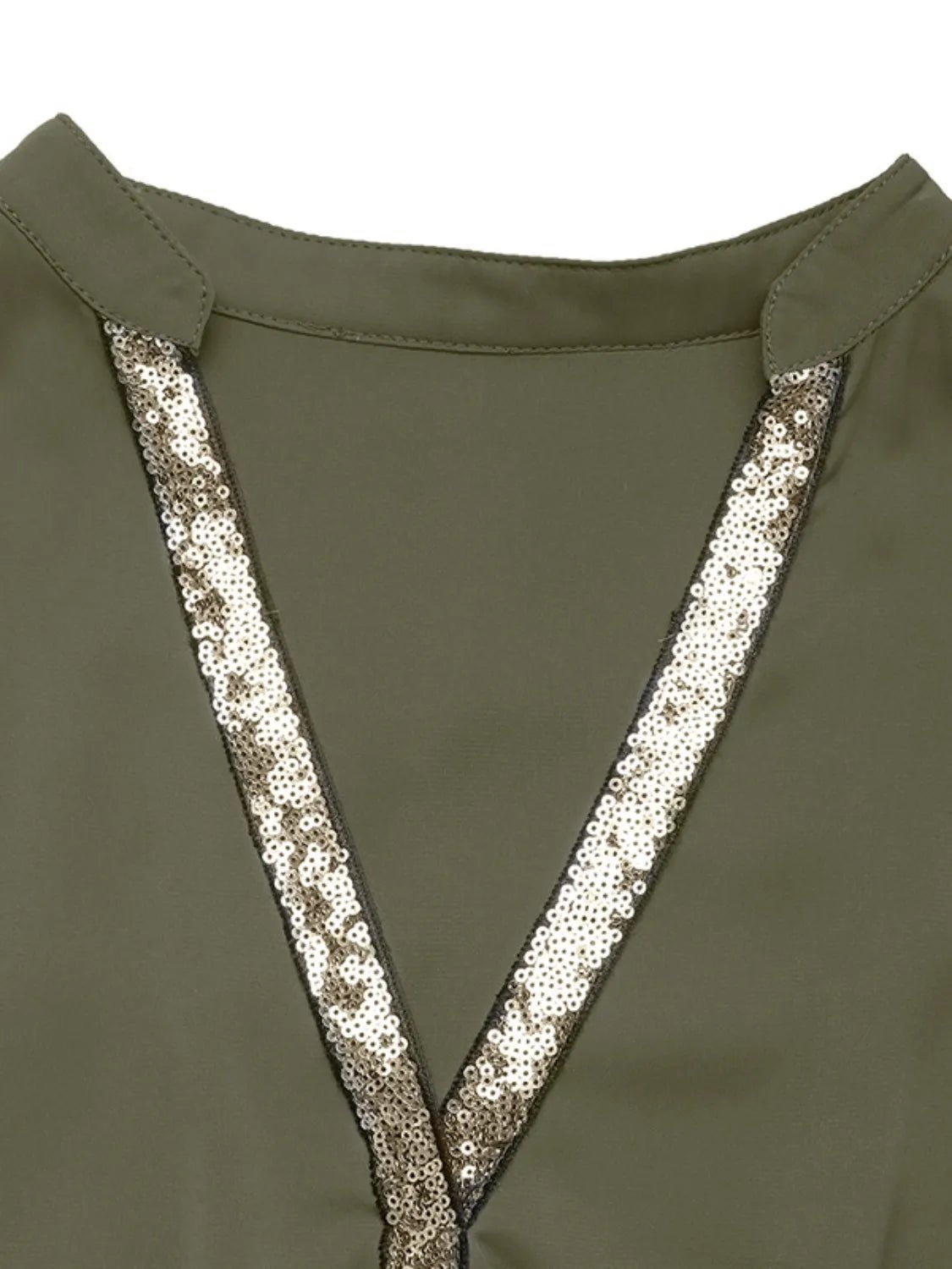 Sequin Notched Short Sleeve Midi Dress - adritiX