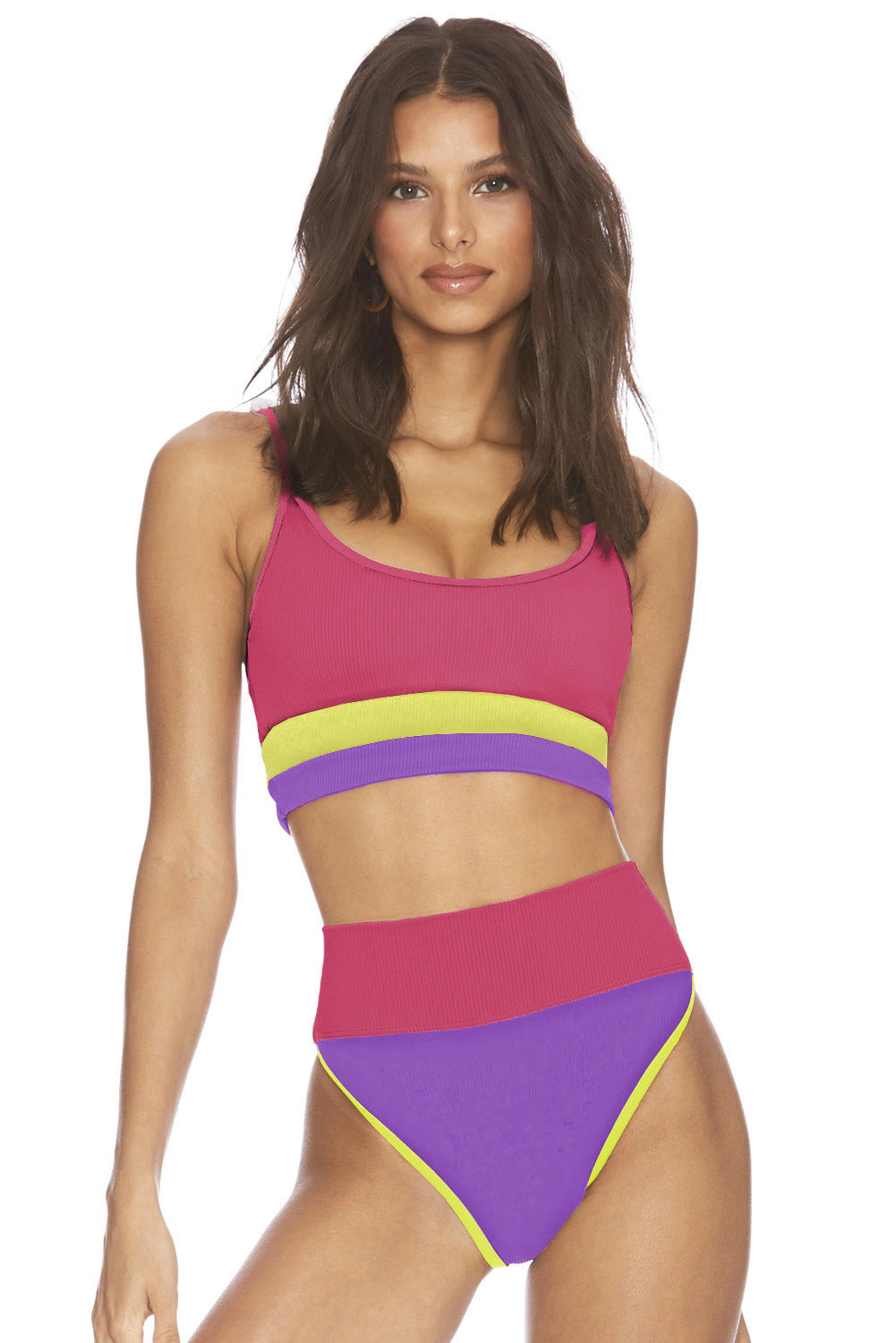 Color Block Spaghetti Strap Two-Piece Swim Set - adritiX