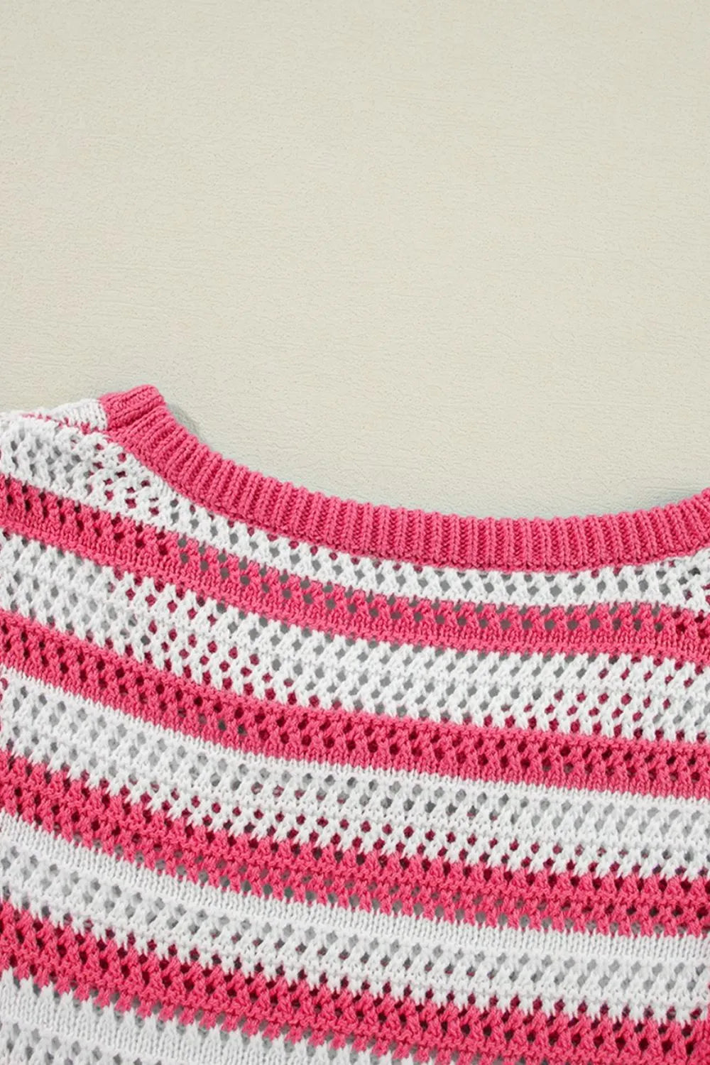 Elegant Stripe Hollowed Knit Sleeveless Sweater Dress - adritiX