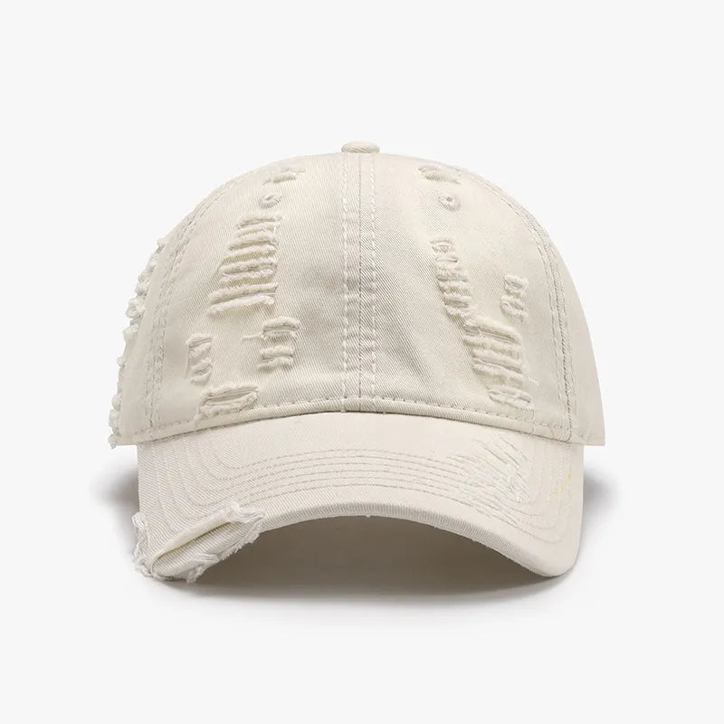 Distressed Adjustable Cotton Baseball Cap - adritiX