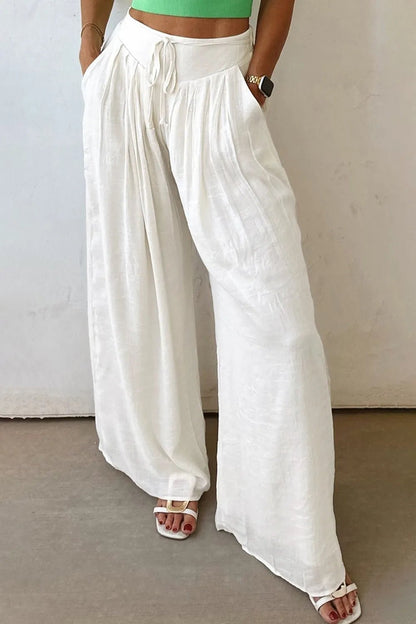 Effortless Elegance Wide Leg Pants - Adjustable Drawstring for Ultimate Comfort - adritiX