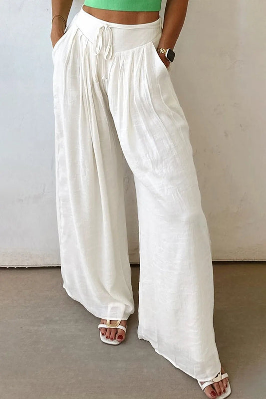 Effortless Elegance Wide Leg Pants - Adjustable Drawstring for Ultimate Comfort - adritiX