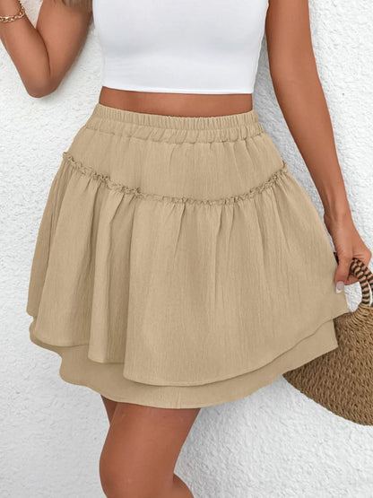 Elastic Waist Layered Skirt - adritiX