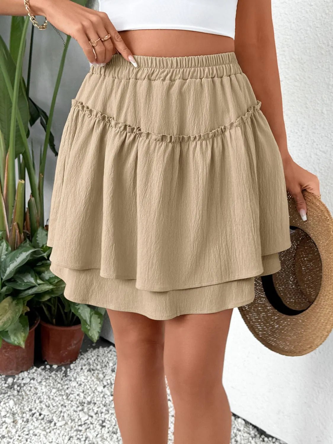 Elastic Waist Layered Skirt - adritiX