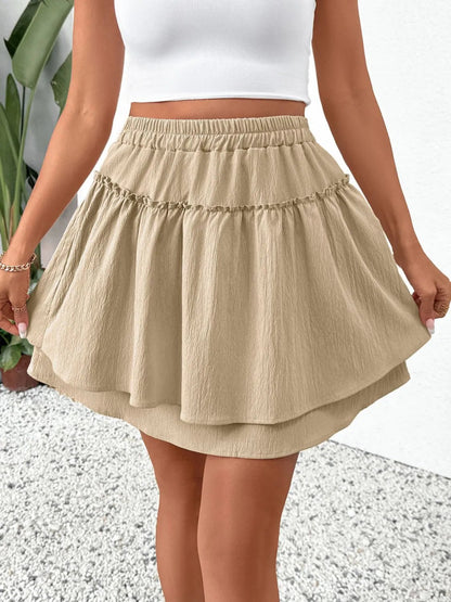 Elastic Waist Layered Skirt - adritiX