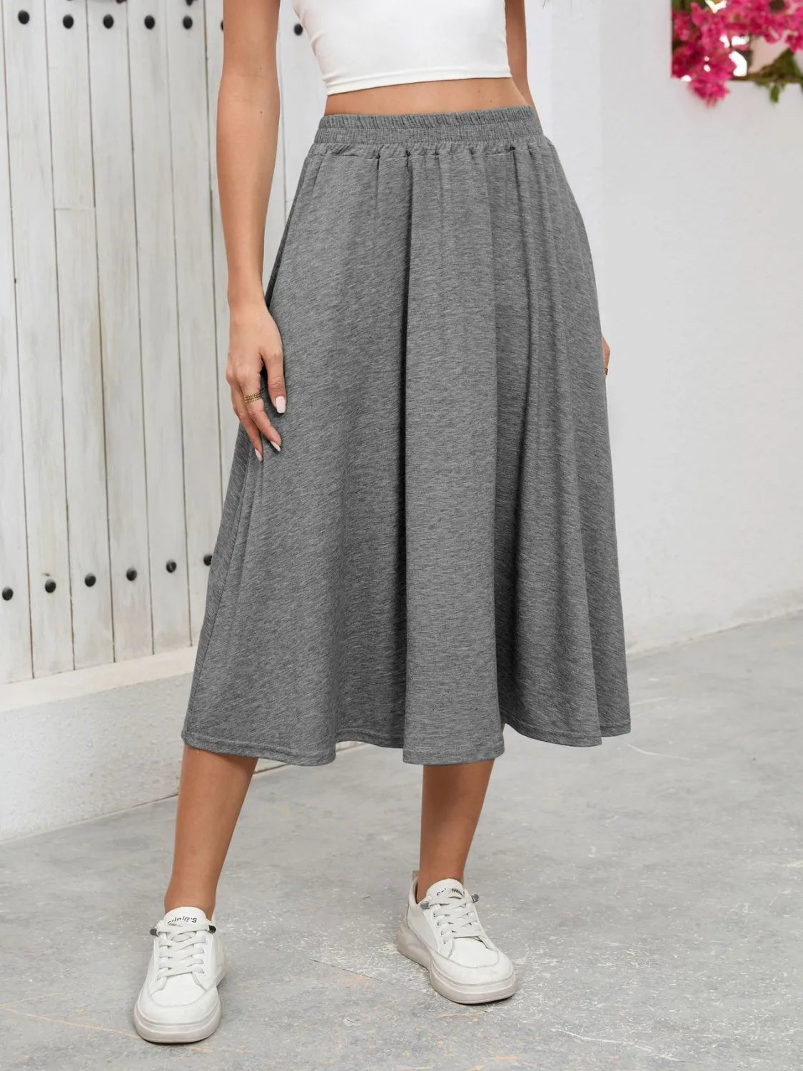 Elastic Waist Skirt With Pockets - adritiX