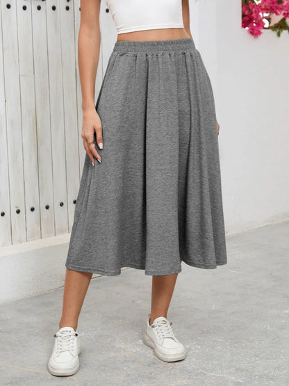 Elastic Waist Skirt With Pockets - adritiX