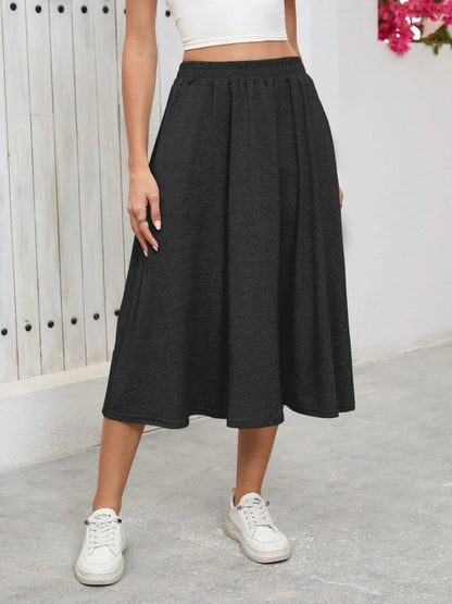 Elastic Waist Skirt With Pockets - adritiX