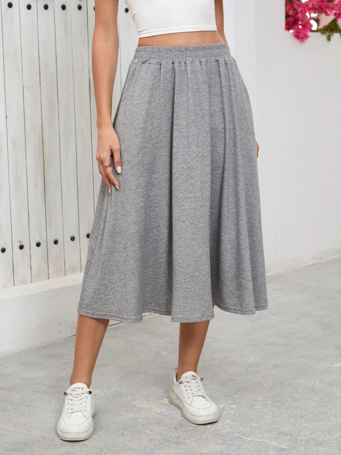 Elastic Waist Skirt With Pockets - adritiX