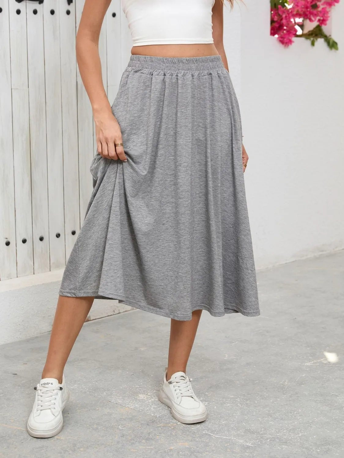 Elastic Waist Skirt With Pockets - adritiX