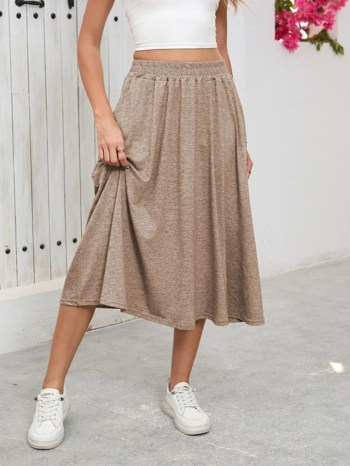 Elastic Waist Skirt With Pockets - adritiX