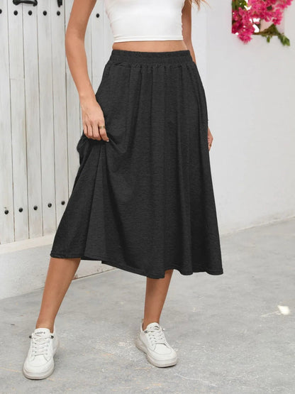 Elastic Waist Skirt With Pockets - adritiX