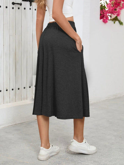 Elastic Waist Skirt With Pockets - adritiX