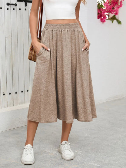 Elastic Waist Skirt With Pockets - adritiX