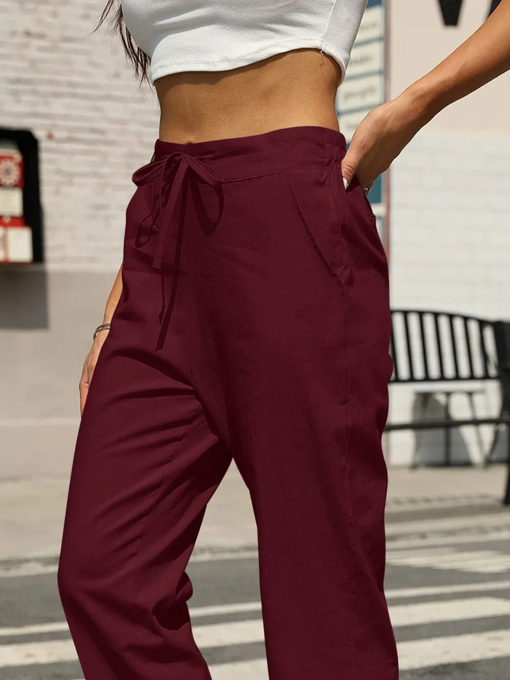 Elastic Waist Tapered Pants - adritiX