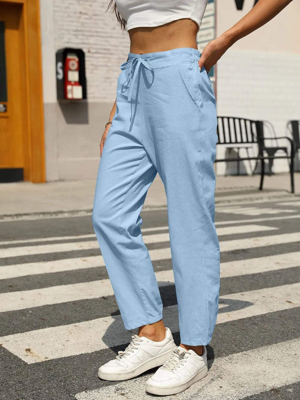 Elastic Waist Tapered Pants - adritiX