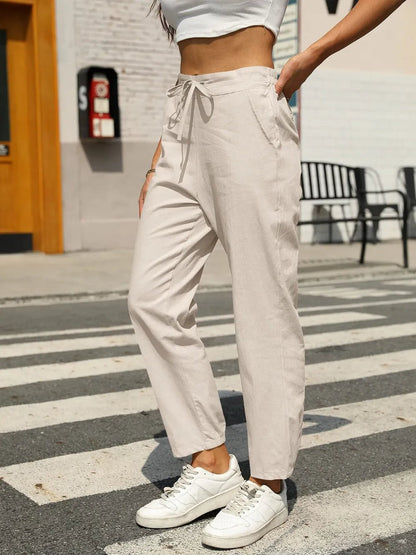Elastic Waist Tapered Pants - adritiX