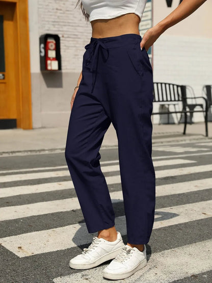 Elastic Waist Tapered Pants - adritiX
