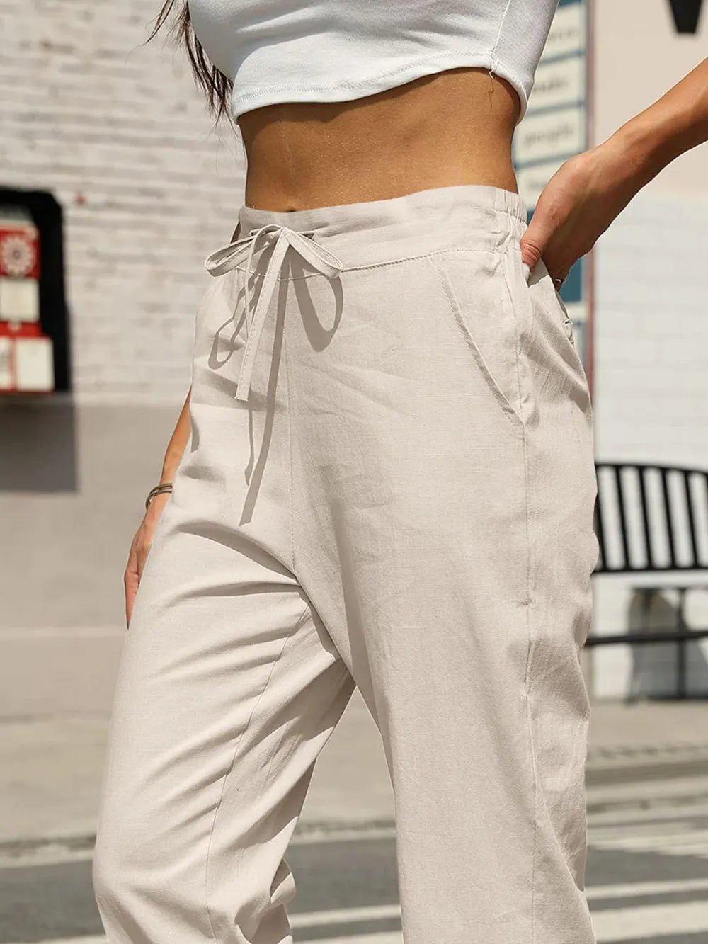 Elastic Waist Tapered Pants - adritiX