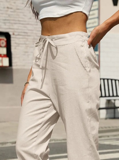 Elastic Waist Tapered Pants - adritiX
